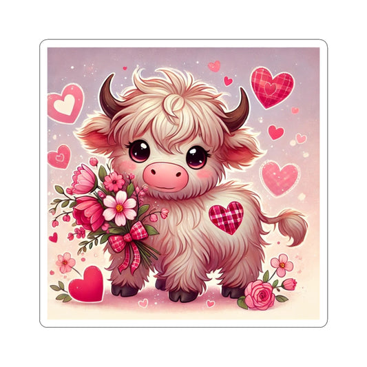 Valentines Day Highland Cow Sticker